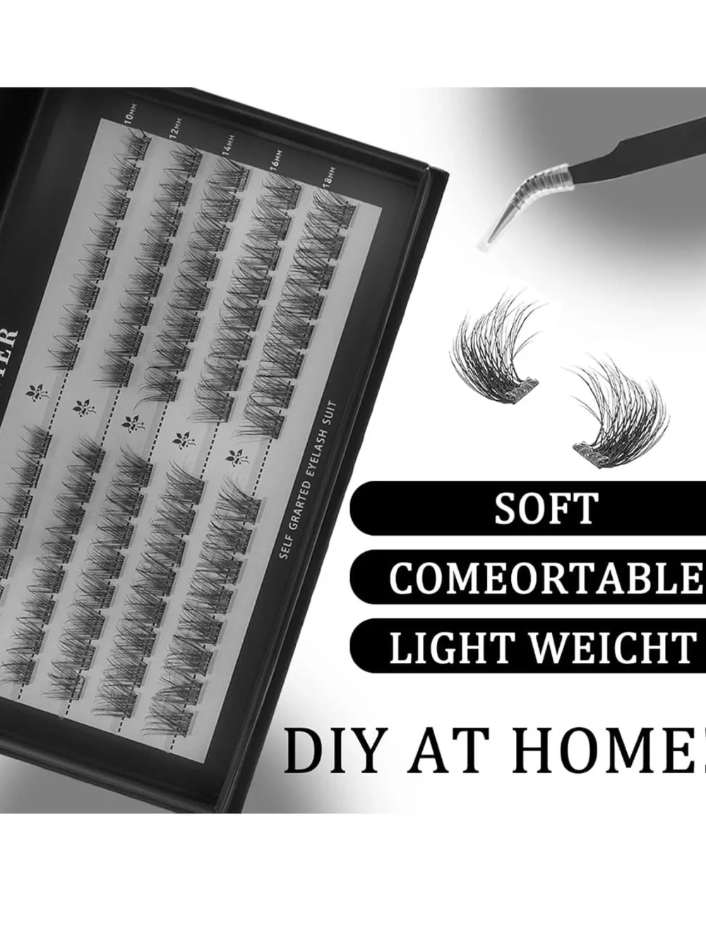 Cofier Cat Eye Wispy Lash Clusters Kit, 80 Pcs Individual Eyelash Clusters